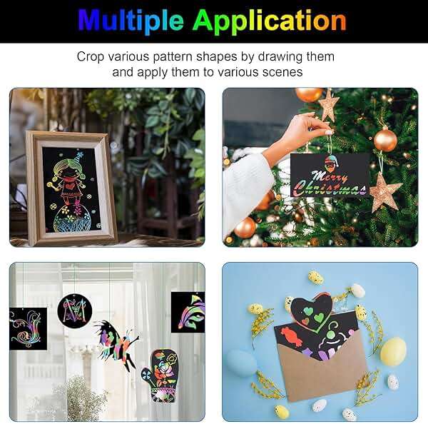 Cityrosy Scratch Art Paper Rainbow Sets for Kids 100 Pcs-Black Magic Scratch Off Craft Set Classroom Supplies Kits for Age 3-12 Kids Party Games Birthday Gifts Easter Basket Stuffers - Image 5