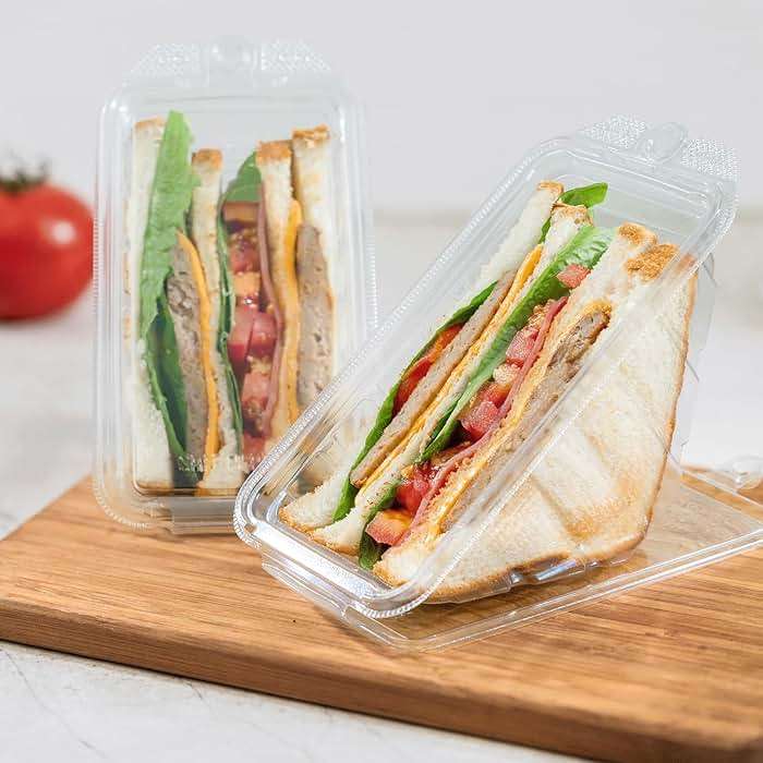 Karat 17oz Clear PET Hinged Triangle Sandwich Containers - Tamper Resistant, Portable Wedge Sandwich Boxes, TR-HSW17PET - Case of 200 - Image 2
