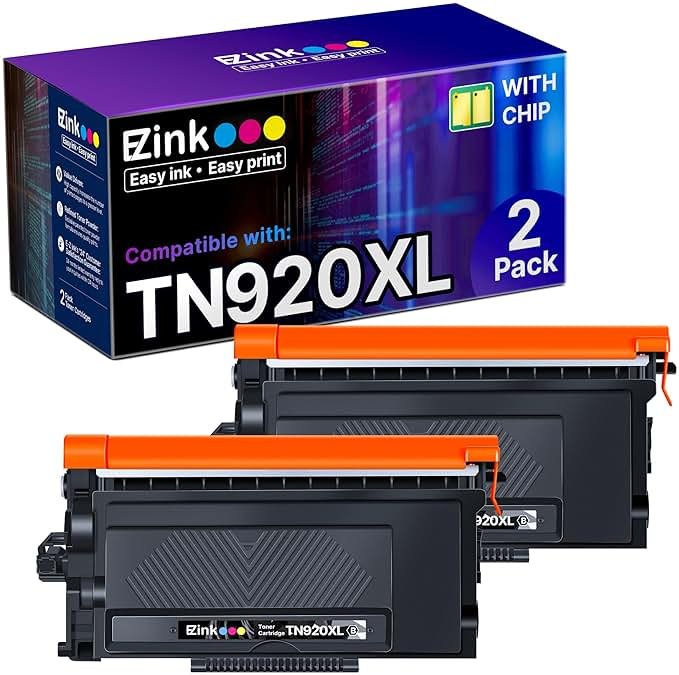 E-Z Ink TN920XL TN920 Toner Cartridge for HL-L6210DW HL-5915DW Compatible Replacement for Brother TN 920XL TN920XXL TN920UXXL TN-920 XL High Yield Use with HL-L6210DWT HL-L5210DW (2 Black, with Chip) - Product Image