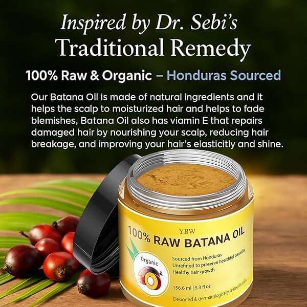 Raw Batana Oil for Hair Growth by Dr. Sebi Organic Raw Honduras Oil - 100% Pure & Natural Botana Paste for Thicker, Stronger Hair for Men and Women - Image 2