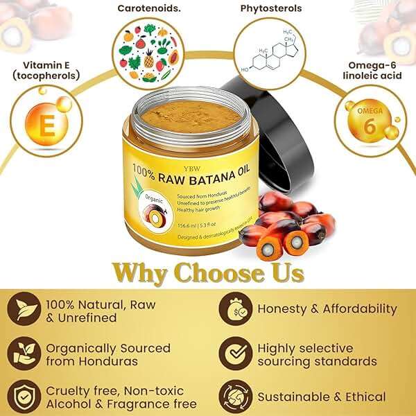 Raw Batana Oil for Hair Growth by Dr. Sebi Organic Raw Honduras Oil - 100% Pure & Natural Botana Paste for Thicker, Stronger Hair for Men and Women - Image 6