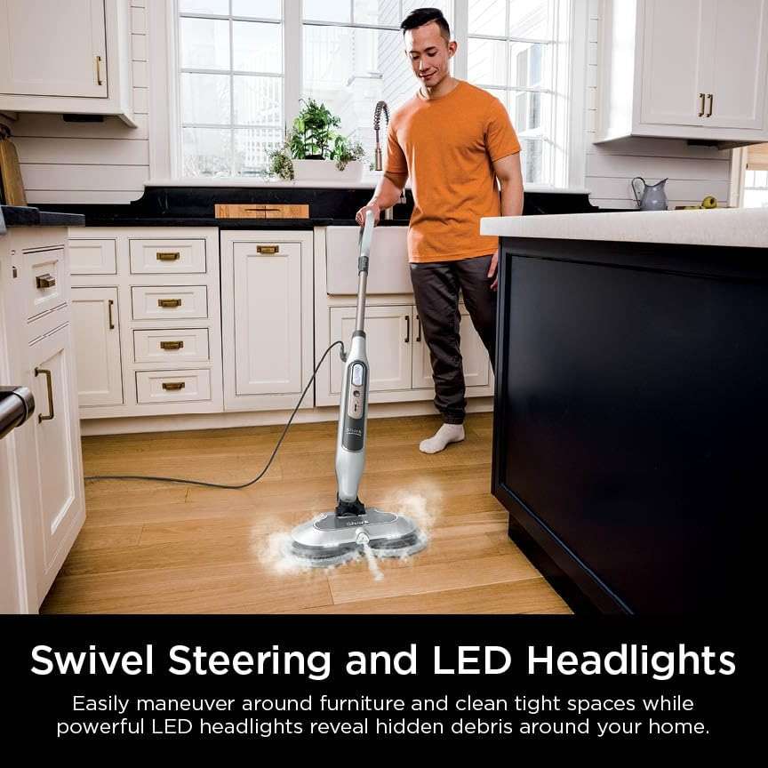 Shark Steam & Scrub with Steam Blaster Technology All-in-One Hard Floor Steam Mop with 3 Steam Modes & LED Headlights S8201, Rotator White - Image 6