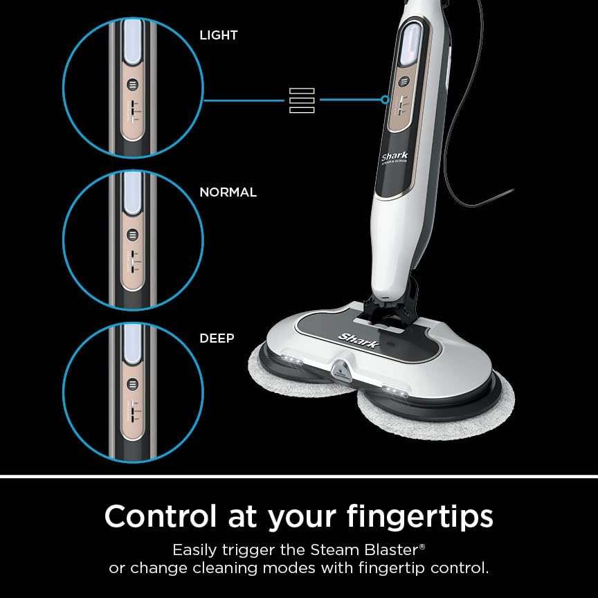 Shark Steam & Scrub with Steam Blaster Technology All-in-One Hard Floor Steam Mop with 3 Steam Modes & LED Headlights S8201, Rotator White - Image 9