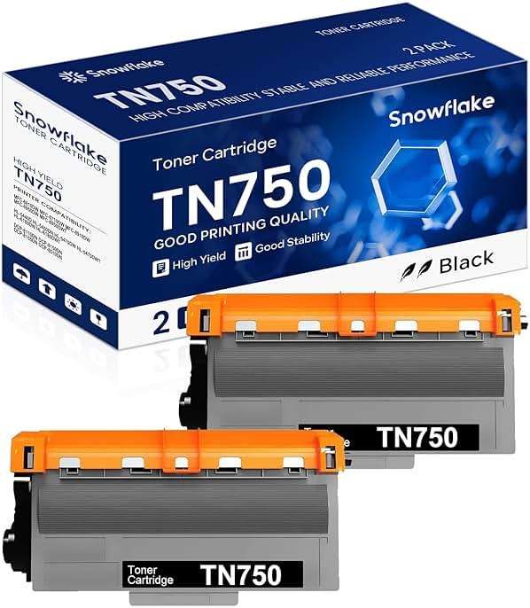 TN750 TN-750 TN-720 TN720 Compatible High-Yield Black Toner Cartridge Replacement for Brother TN-750 TN750 TN-720 MFC-8810DW MFC-8710DW MFC-8950DW (2 Pack) - Image 1