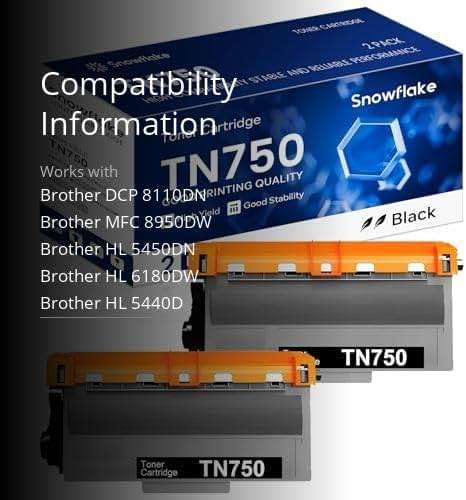 TN750 TN-750 TN-720 TN720 Compatible High-Yield Black Toner Cartridge Replacement for Brother TN-750 TN750 TN-720 MFC-8810DW MFC-8710DW MFC-8950DW (2 Pack) - Image 3