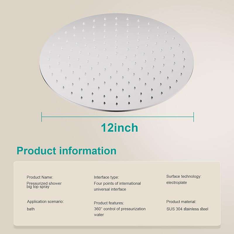 AULEEND All Metal Rain Shower Head - Heavy Duty Stainless Steel, Easy Install, High Water Flow, Ultra-Thin Modern Design for Bathroom (Brushed Nickel, 12) - Image 2