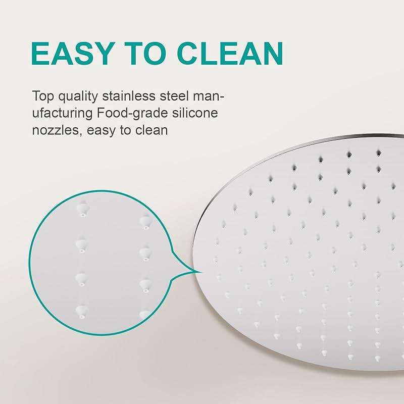 AULEEND All Metal Rain Shower Head - Heavy Duty Stainless Steel, Easy Install, High Water Flow, Ultra-Thin Modern Design for Bathroom (Brushed Nickel, 12) - Image 5