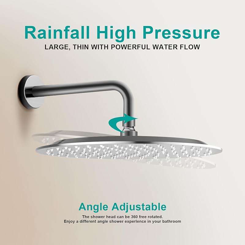 AULEEND All Metal Rain Shower Head - Heavy Duty Stainless Steel, Easy Install, High Water Flow, Ultra-Thin Modern Design for Bathroom (Brushed Nickel, 12) - Image 7