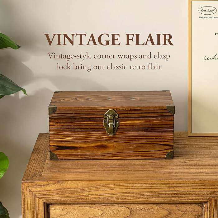MyGift Rustic Dark Brown Wood Retro Audio Cassette Tape Storage Box with Antique Brass Tone Metal Latch and Brackets, 4 Compartments Hold up to 32 Tapes - Image 3