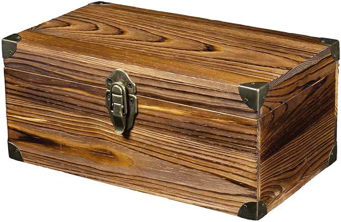 MyGift Rustic Dark Brown Wood Retro Audio Cassette Tape Storage Box with Antique Brass Tone Metal Latch and Brackets, 4 Compartments Hold up to 32 Tapes - Image 6