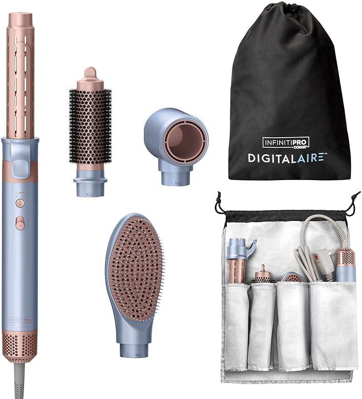 INFINITIPRO by CONAIR DigitalAIRE Multi Hair Styler, Air Styling System for Curls, Waves, Blowouts & Volume, 4 Attachments to Personalize Your Look Plus Storage Bag, Light Blue - Image 1