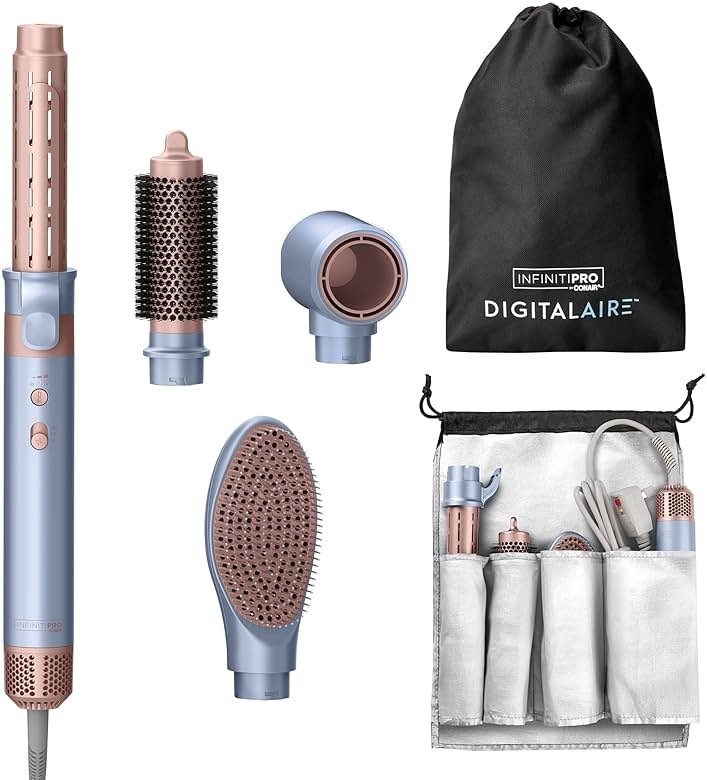INFINITIPRO by CONAIR DigitalAIRE Multi Hair Styler, Air Styling System for Curls, Waves, Blowouts & Volume, 4 Attachments to Personalize Your Look Plus Storage Bag, Light Blue - Product Image