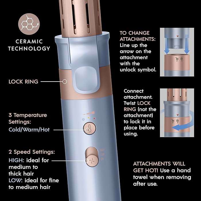 INFINITIPRO by CONAIR DigitalAIRE Multi Hair Styler, Air Styling System for Curls, Waves, Blowouts & Volume, 4 Attachments to Personalize Your Look Plus Storage Bag, Light Blue - Image 6