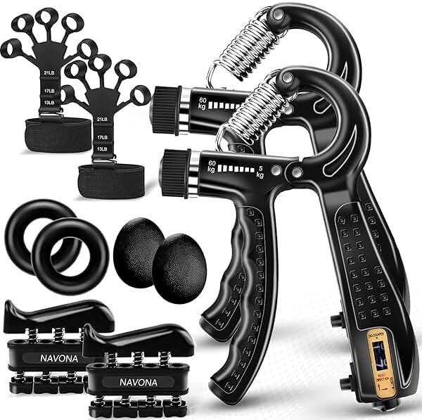 10 PCS Grip Strength Trainer Kit, Hand Gripper Strengthener, Forearm Strengthener, Finger Strengthener, Finger Exerciser, Stress Relief Ball,Forearm Workout Ring for Muscle Building and Injury Recover - Product Image