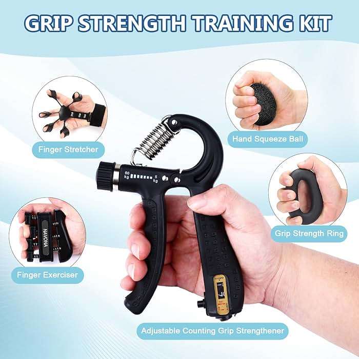 10 PCS Grip Strength Trainer Kit, Hand Gripper Strengthener, Forearm Strengthener, Finger Strengthener, Finger Exerciser, Stress Relief Ball,Forearm Workout Ring for Muscle Building and Injury Recover - Image 2