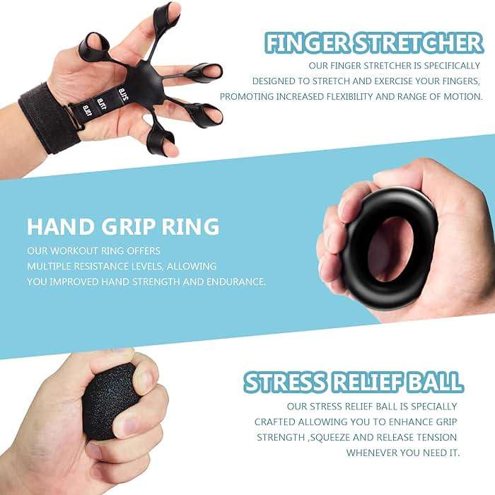 10 PCS Grip Strength Trainer Kit, Hand Gripper Strengthener, Forearm Strengthener, Finger Strengthener, Finger Exerciser, Stress Relief Ball,Forearm Workout Ring for Muscle Building and Injury Recover - Image 6