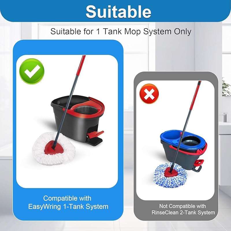 4 Pack Spin Mop Replacement Head Compatible with O Cedar EasyWring 1 Tank Microfiber, 30-58" Handle, Upgraded Triangle Mop Base and Scrub Brush Combo Set - Image 3