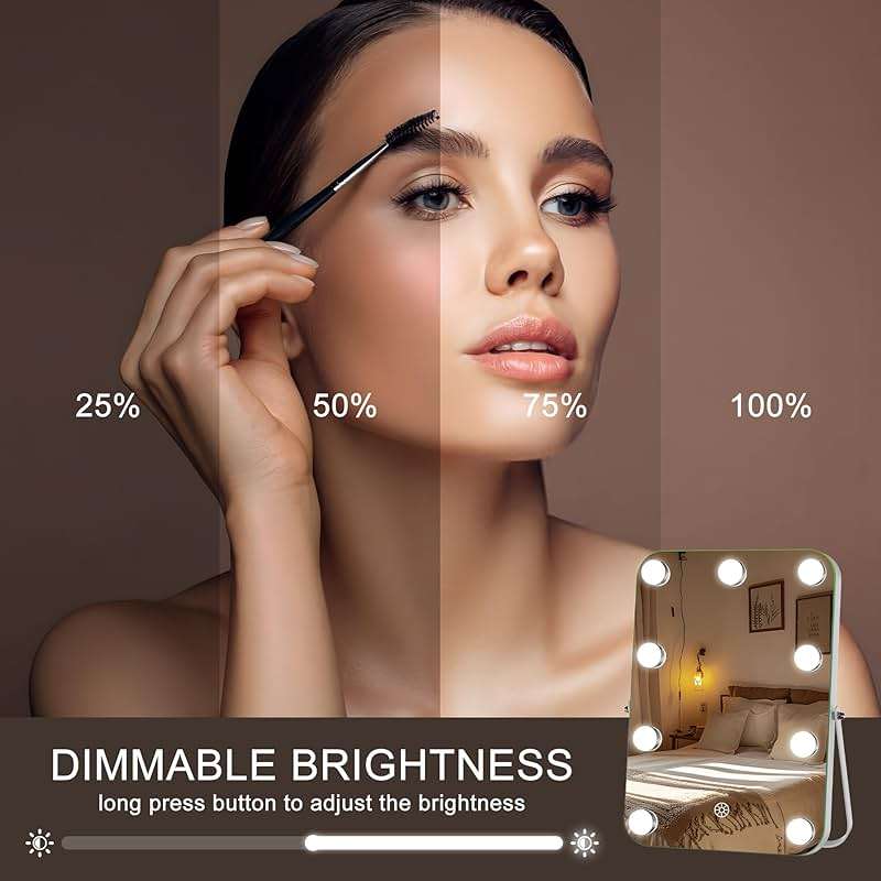 Hasipu Vanity Mirror with Lights, Hollywood 10" x 14" LED Makeup Mirror, 3 Modes Light, Smart Touch Control Dimmable, 360°Rotation, Rounded Rectangle White Frame - Image 4