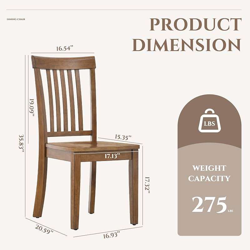 COLAMY Wooden Dining Chairs Set of 4, Spindle High Back Windsor Kitchen Side Chair, Farmhouse Dining Chairs for Kitchen and Dining Room, Light Brown - Image 2