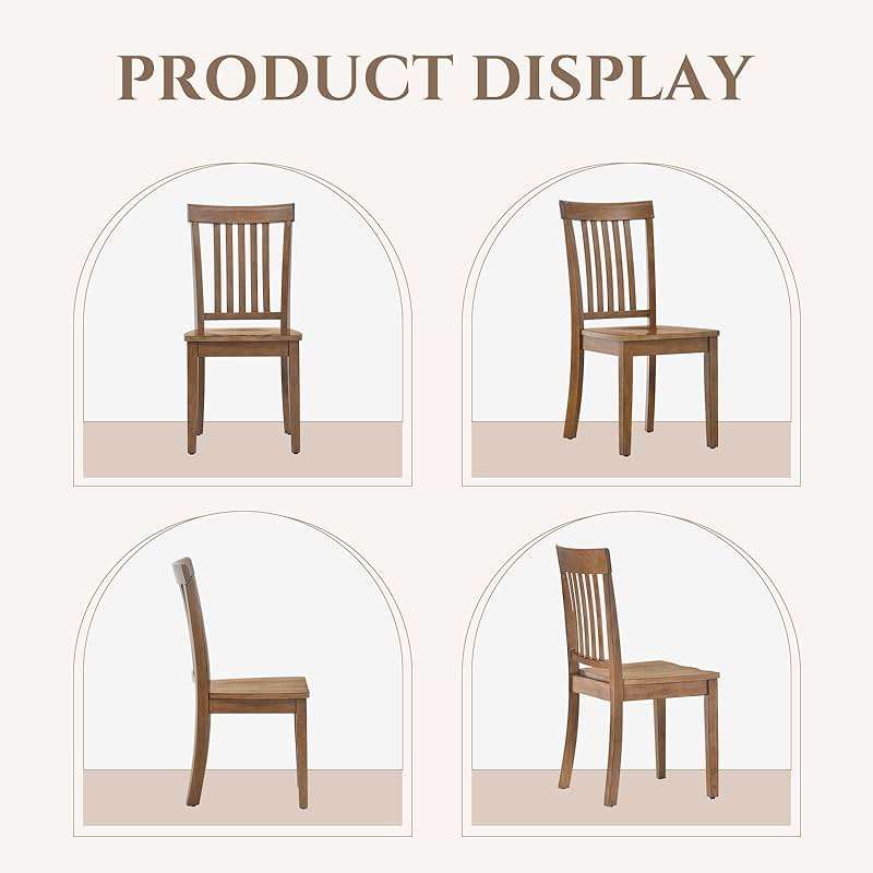 COLAMY Wooden Dining Chairs Set of 4, Spindle High Back Windsor Kitchen Side Chair, Farmhouse Dining Chairs for Kitchen and Dining Room, Light Brown - Image 7