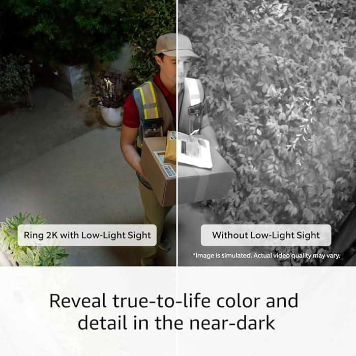 Ring Outdoor Cam Plus, Battery (newest model), Home or business security, Wide-Angle 2K Video with Ring Vision, Low-Light Sight for full-color night vision, Mount-Anywhere Versatility, White - Image 4