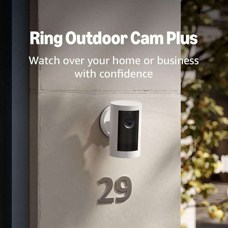 Ring Outdoor Cam Plus, Battery (newest model), Home or business security, Wide-Angle 2K Video with Ring Vision, Low-Light Sight for full-color night vision, Mount-Anywhere Versatility, White - Image 7
