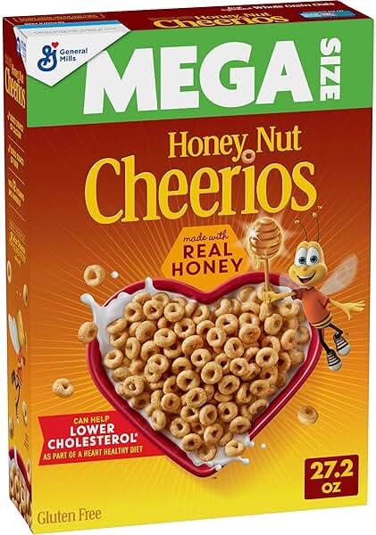 Honey Nut Cheerios, Heart Healthy Gluten Free Breakfast Cereal with Whole Grain Oats, Mega Size, 27.2 oz - Product Image