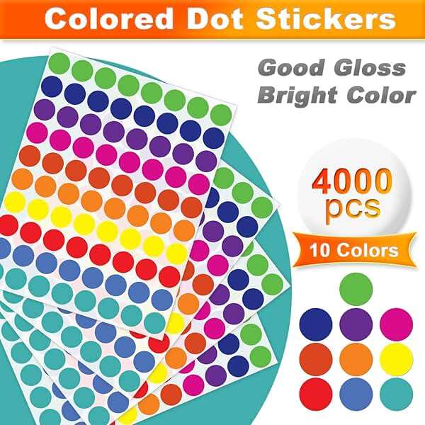 4000 Pcs Color Dot Stickers - 3/4" Round Coded Labels for Organization in Office, Classroom, or Home Teaching Events, Garage Sales & More- Polka Dot Label Stickers. - Image 4