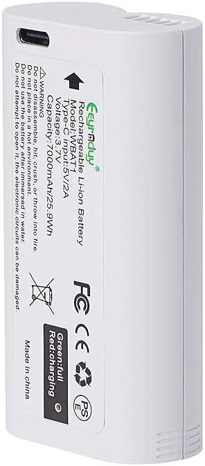 Eeyrnduy WBAT1 Removable Battery Pack for WYZE Cam Pro Camera, 7000mAh Rechargeable Replacement Battery, 3.7V Lithium Battery with Type-C Cable - Image 1