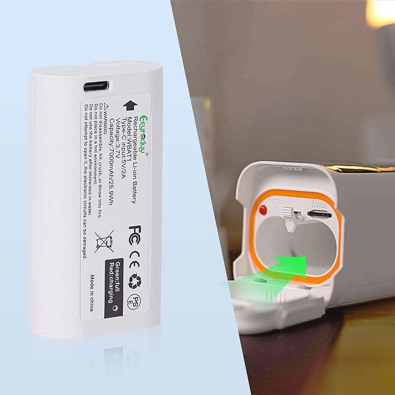 Eeyrnduy WBAT1 Removable Battery Pack for WYZE Cam Pro Camera, 7000mAh Rechargeable Replacement Battery, 3.7V Lithium Battery with Type-C Cable - Image 6