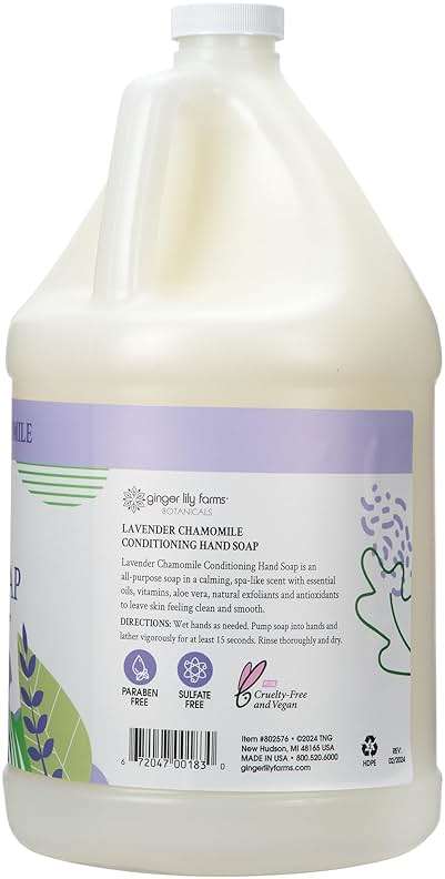 Ginger Lily Farms Botanicals All-Purpose Conditioning Liquid Hand Soap Refill, 100% Vegan & Cruelty-Free, Lavender Chamomile Scent, 1 Gallon (128 fl oz) - Image 2