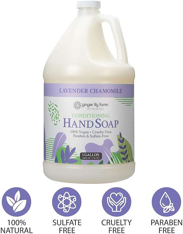 Ginger Lily Farms Botanicals All-Purpose Conditioning Liquid Hand Soap Refill, 100% Vegan & Cruelty-Free, Lavender Chamomile Scent, 1 Gallon (128 fl oz) - Image 4