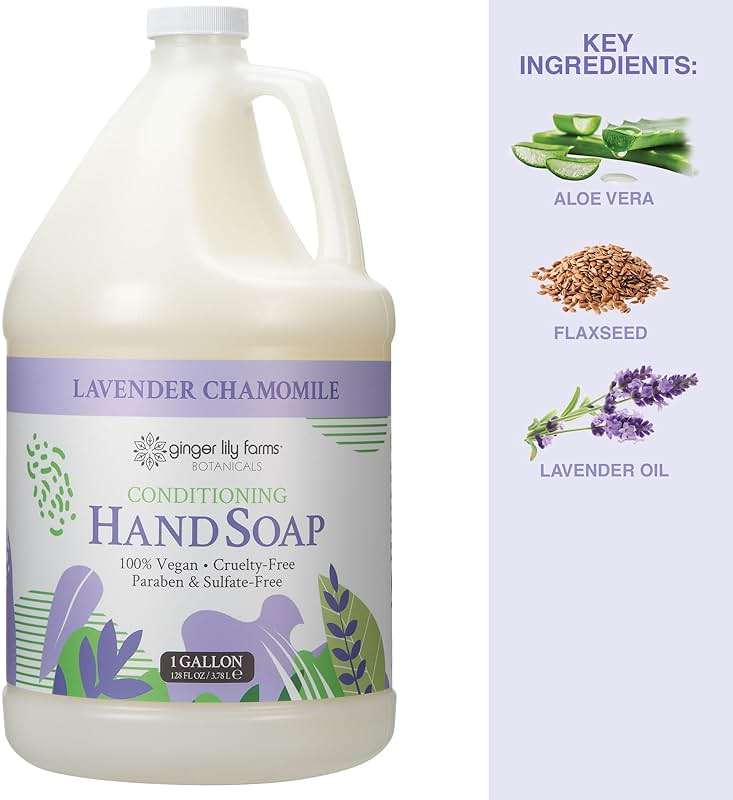 Ginger Lily Farms Botanicals All-Purpose Conditioning Liquid Hand Soap Refill, 100% Vegan & Cruelty-Free, Lavender Chamomile Scent, 1 Gallon (128 fl oz) - Image 5
