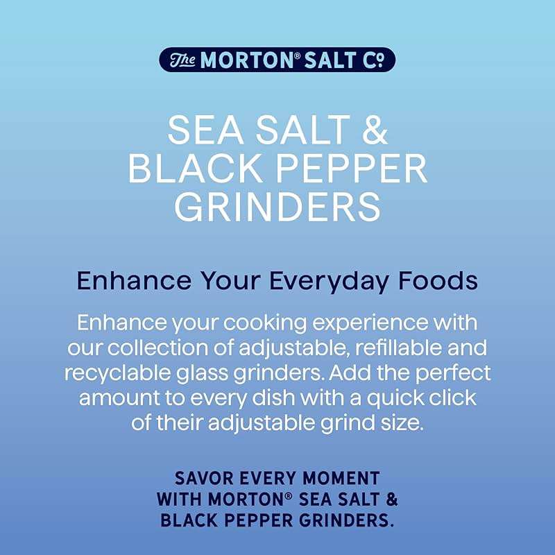 Morton Grinder Set - Sea Salt (2.5 oz) & Black Peppercorn (1.25 oz), 2-Pack, Adjustable & Refillable, Perfect for Cooking, Seasoning, and Finishing - Image 7