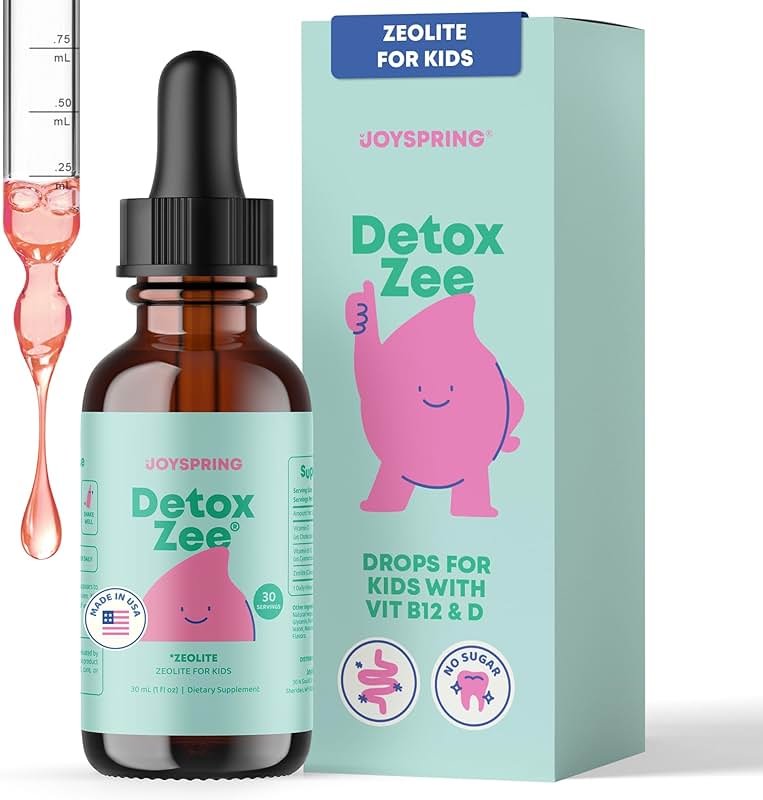 JoySpring DetoxZee Zeolite Drops for Kids – Clinoptilolite Mineral Supplement with Vitamin D3 & Cyanocobalamin B12 – Liquid Vitamins for Kids, Mild Berry Flavor, Crafted in USA, 30 Servings - Product Image