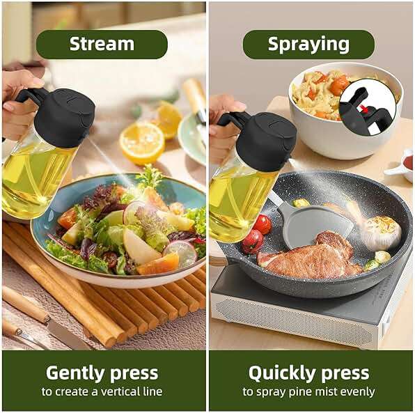 PLAPITATE Oil Dispenser for Kitchen, 2 in 1 Olive Oil Sprayer, Olive Oil Dispenser Spray Bottle with Brush, Oil Sprayer for Cooking for Air Fryer, Barbecue, Salad 16oz/470ml (Black) - Image 5
