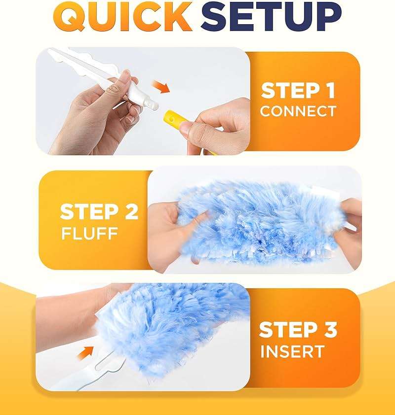 Heavy Duty Duster Refills for Swiffer Duster, 20 Count Duster Refills with 1 Handle, Multisurface 360° Dusters with 4X Microfibers, Unscented Disposable Dusters for Cleaning - Image 4