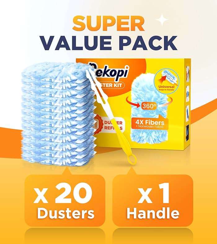Heavy Duty Duster Refills for Swiffer Duster, 20 Count Duster Refills with 1 Handle, Multisurface 360° Dusters with 4X Microfibers, Unscented Disposable Dusters for Cleaning - Image 6