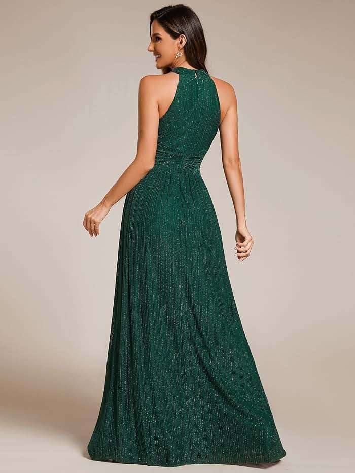Ever-Pretty Women's Elegant Halter Formal Dresses Evening Gowns Pleated Glitter Floor Length Wedding Guest Dress 41961 - Image 2