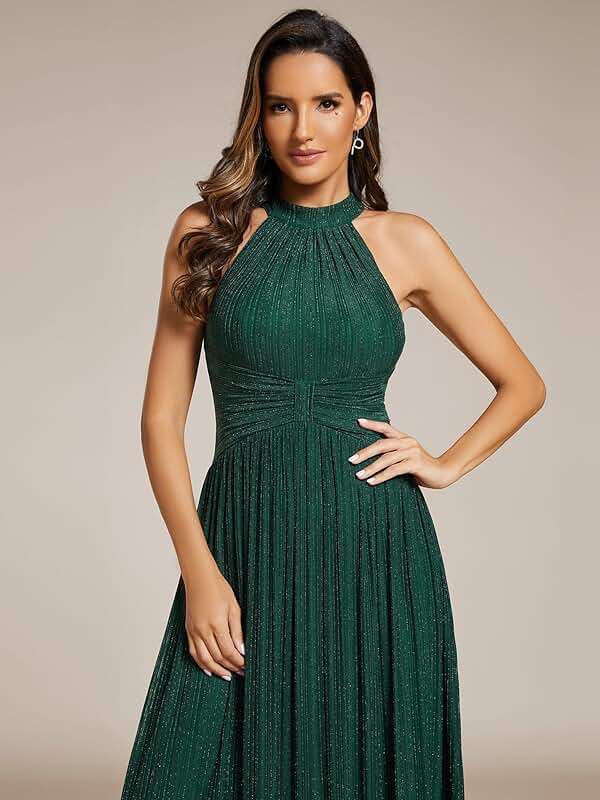 Ever-Pretty Women's Elegant Halter Formal Dresses Evening Gowns Pleated Glitter Floor Length Wedding Guest Dress 41961 - Image 5