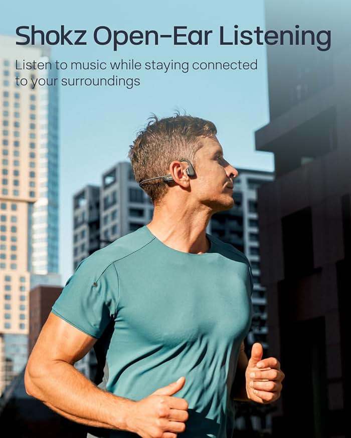 SHOKZ New OpenRun Pro 2- Bone Conduction Headphones, Open-Ear Bluetooth Wireless Sport Earphones for Running, Workouts - Sweat Resistant, Secure Comfortable Fit -Deep Bass, Smart Mic, Reflective Strip - Image 5