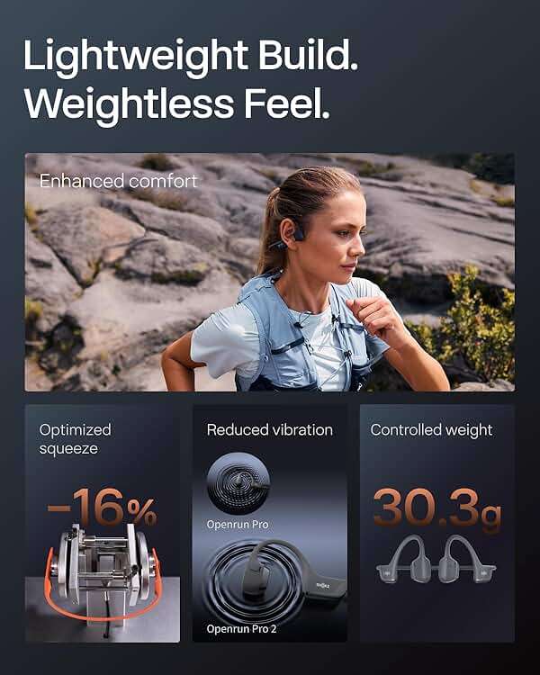 SHOKZ New OpenRun Pro 2- Bone Conduction Headphones, Open-Ear Bluetooth Wireless Sport Earphones for Running, Workouts - Sweat Resistant, Secure Comfortable Fit -Deep Bass, Smart Mic, Reflective Strip - Image 7