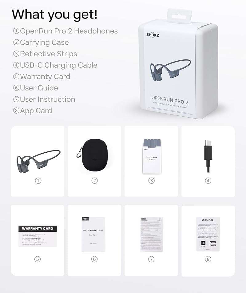 SHOKZ New OpenRun Pro 2- Bone Conduction Headphones, Open-Ear Bluetooth Wireless Sport Earphones for Running, Workouts - Sweat Resistant, Secure Comfortable Fit -Deep Bass, Smart Mic, Reflective Strip - Image 10