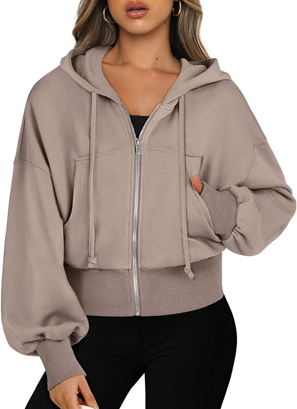 ANRABESS Women's Zip Up Hoodie Cropped Sweatshirt | Soft Comfy Casual Jacket, Workout & Daily Wear, Cute Y2K Clothes, Fall Spring Transition Outfits - Image 1