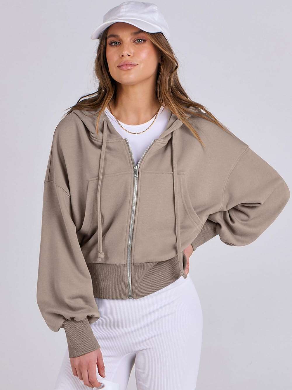 ANRABESS Women's Zip Up Hoodie Cropped Sweatshirt | Soft Comfy Casual Jacket, Workout & Daily Wear, Cute Y2K Clothes, Fall Spring Transition Outfits - Image 2