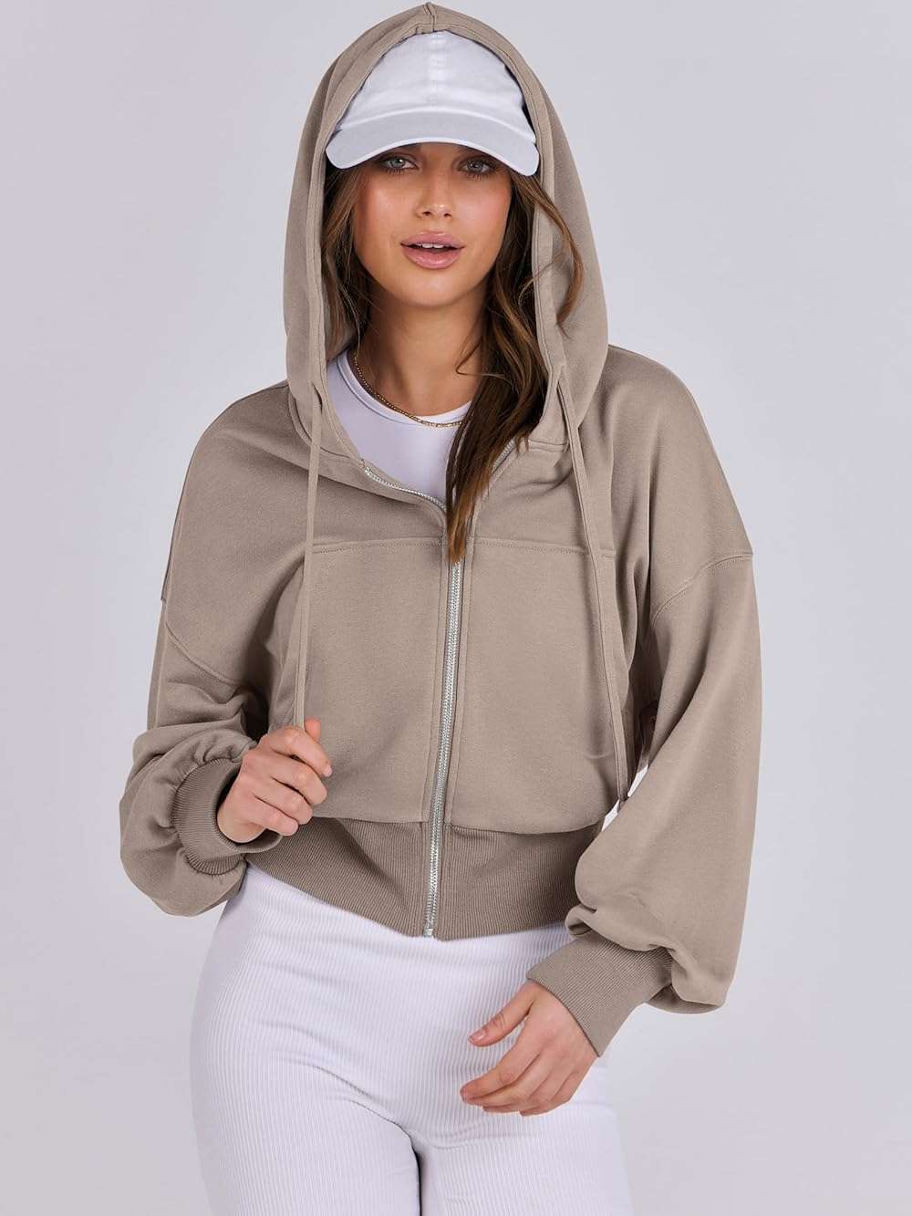 ANRABESS Women's Zip Up Hoodie Cropped Sweatshirt | Soft Comfy Casual Jacket, Workout & Daily Wear, Cute Y2K Clothes, Fall Spring Transition Outfits - Image 4