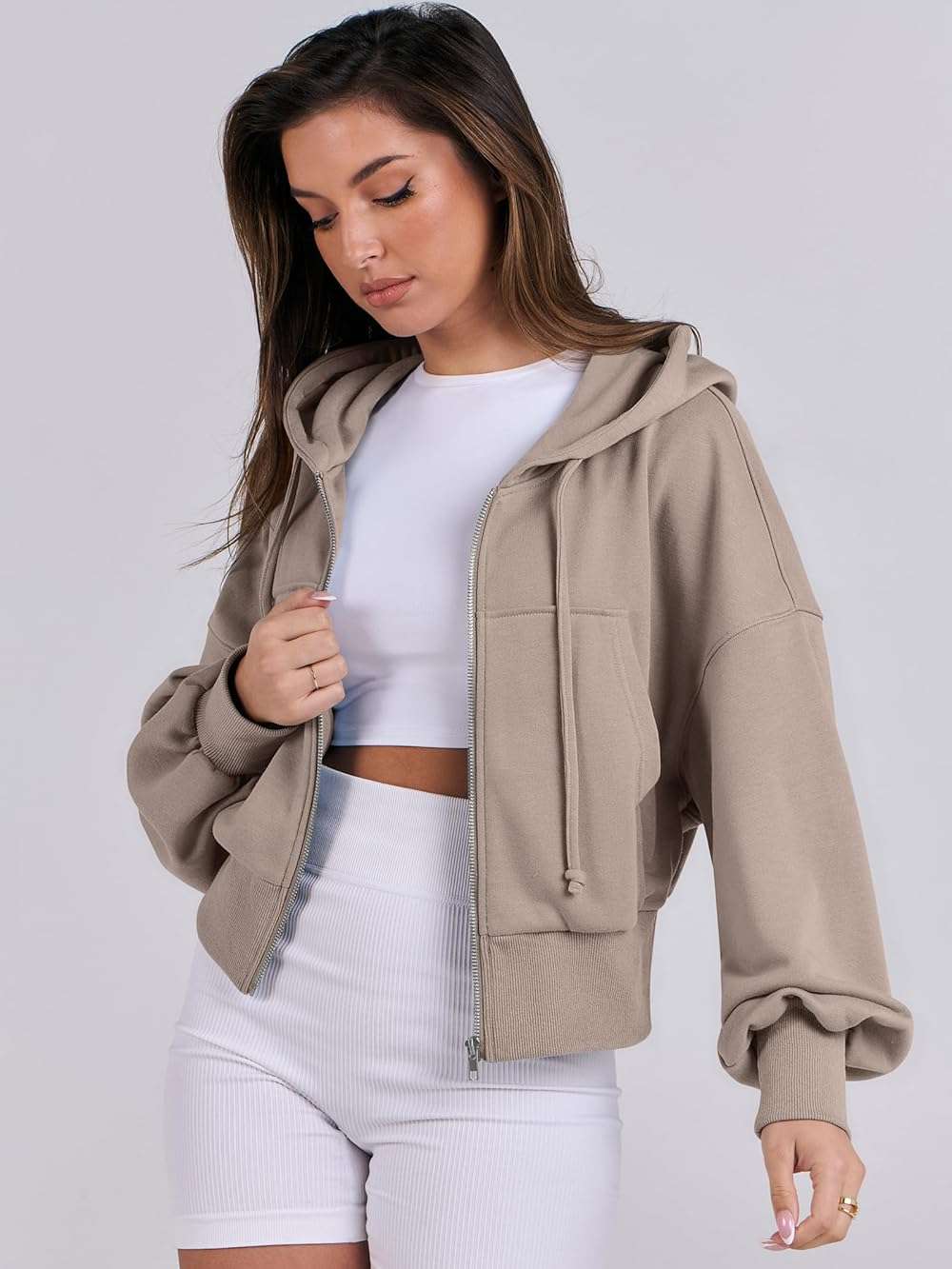 ANRABESS Women's Zip Up Hoodie Cropped Sweatshirt | Soft Comfy Casual Jacket, Workout & Daily Wear, Cute Y2K Clothes, Fall Spring Transition Outfits - Image 7