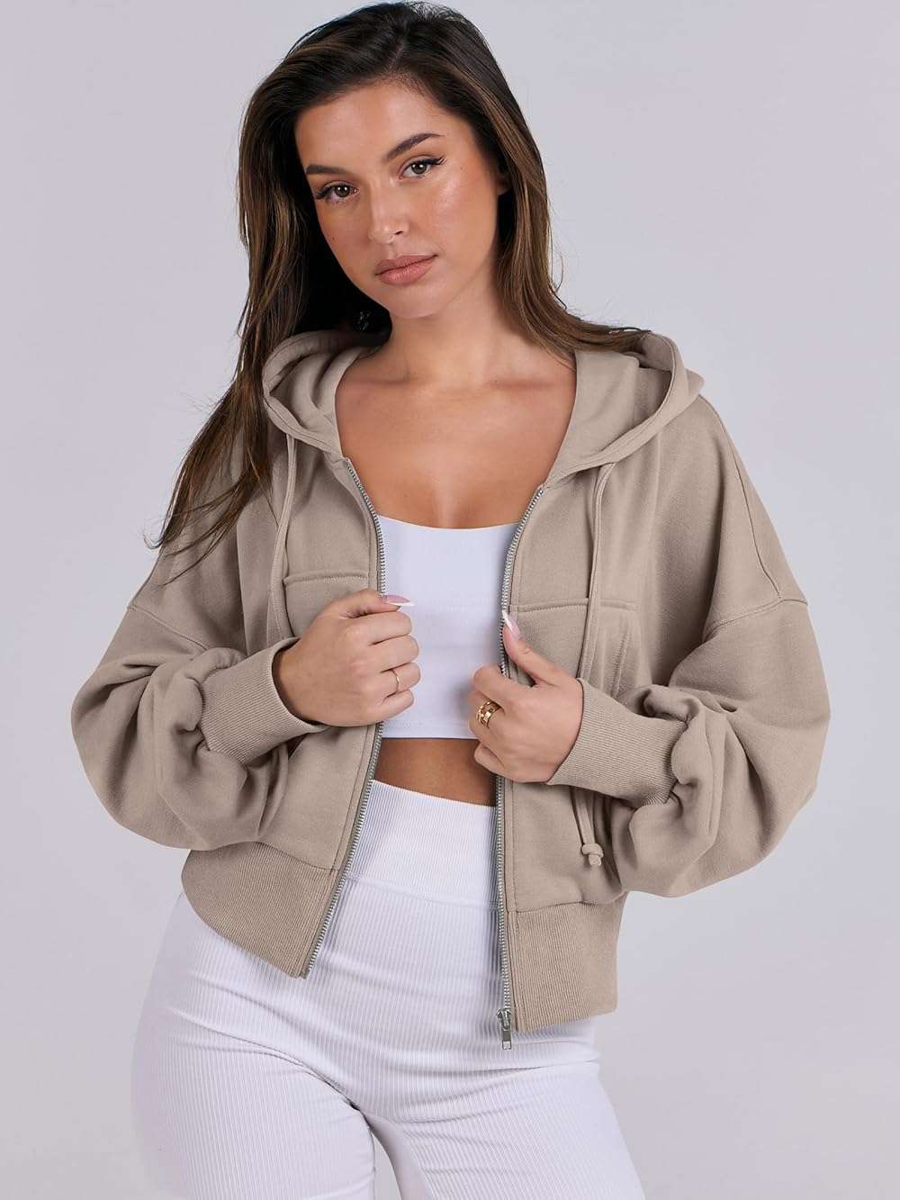 ANRABESS Women's Zip Up Hoodie Cropped Sweatshirt | Soft Comfy Casual Jacket, Workout & Daily Wear, Cute Y2K Clothes, Fall Spring Transition Outfits - Image 8