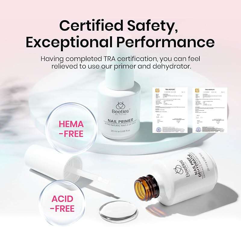 Beetles Nail Prep Kit Nail Dehydrator and Primer Nail Care Tool Kit 20ml Large Capacity Acid-Free & Hema-Free Dehydrate Bond Primer with Manicure Tools for Acrylic Nail Gifts for Women - Image 4