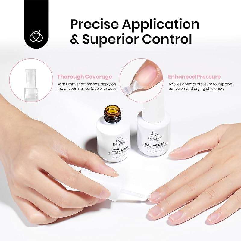 Beetles Nail Prep Kit Nail Dehydrator and Primer Nail Care Tool Kit 20ml Large Capacity Acid-Free & Hema-Free Dehydrate Bond Primer with Manicure Tools for Acrylic Nail Gifts for Women - Image 5